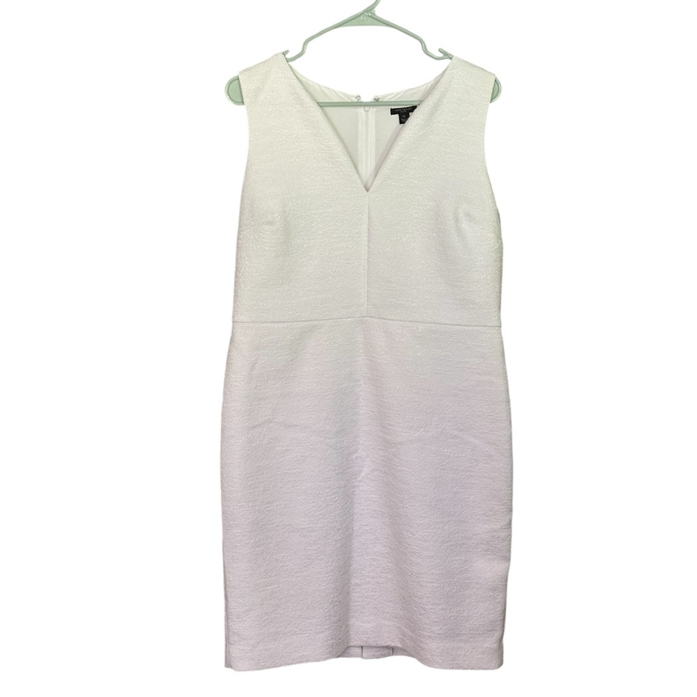 Ann Taylor White Boucle Sheath Dress 12 Petite Sleeveless Lined